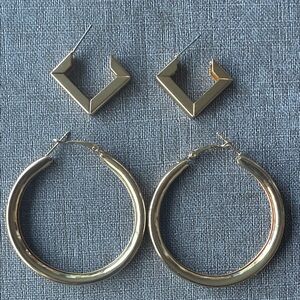 2pcs gold hoops